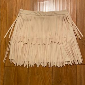 Cream fringe miniskirt